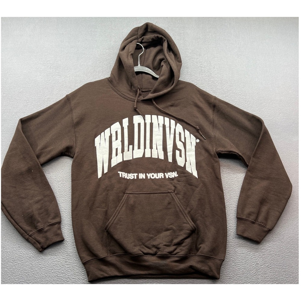 WRLDINVSN Sweatshirt Mens S Black Hoodie Trust in Your VSN Graphic Print Hooded